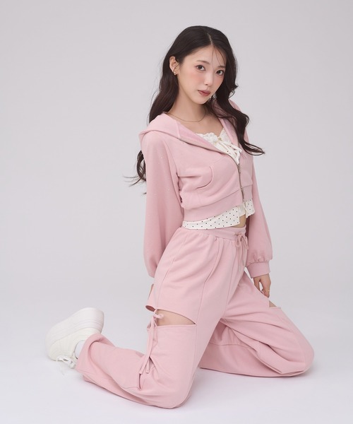 Ambre Neige（アンブルネージュ）の「rhinestone sweatshirt hoodie / ラインストーンスウェットパーカー（パーカー・レディース・ピンク/杢グレー/ブラック・FREE）」の9枚目の写真