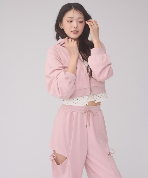 Ambre Neige（アンブルネージュ）の「rhinestone sweatshirt hoodie / ラインストーンスウェットパーカー（パーカー・レディース・ピンク/杢グレー/ブラック・FREE）」の12枚目の写真
