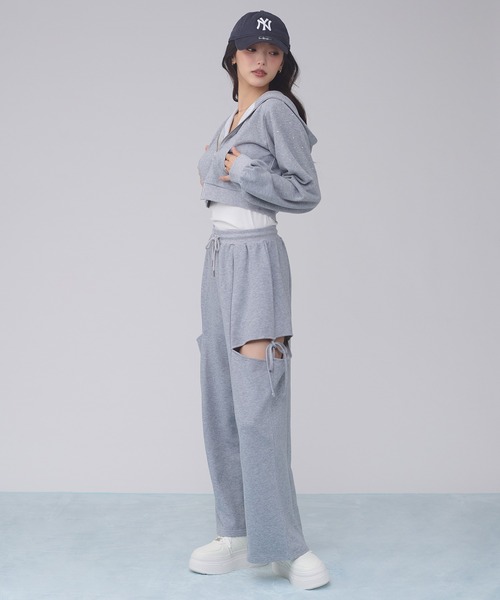 Ambre Neige（アンブルネージュ）の「rhinestone sweatshirt hoodie / ラインストーンスウェットパーカー（パーカー・レディース・ピンク/杢グレー/ブラック・FREE）」の18枚目の写真