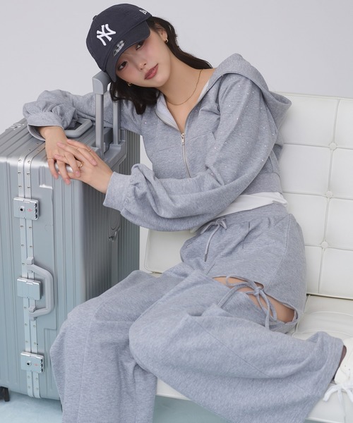 Ambre Neige（アンブルネージュ）の「rhinestone sweatshirt hoodie / ラインストーンスウェットパーカー（パーカー・レディース・ピンク/杢グレー/ブラック・FREE）」の22枚目の写真