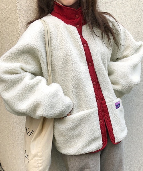 ReRe(リリ)の「リバーシブルフリースジャケット(ブルゾン・レディース・レッド/グリーン/オレンジ・FREE)」の20枚目の写真