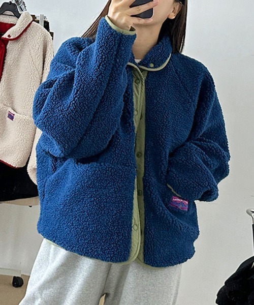 ReRe(リリ)の「リバーシブルフリースジャケット(ブルゾン・レディース・レッド/グリーン/オレンジ・FREE)」の5枚目の写真