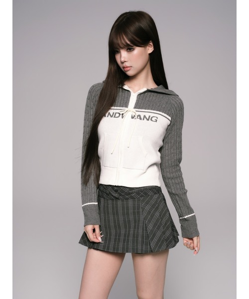 andwang(アンドワン)の「Varsity Pleated Mini Skirt(スカート・レディース・グレー/ダークグレー・MEDIUM/SMALL)」の19枚目の写真