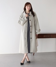 《2サイズ展開》ウール混ウエストベルトロングコート