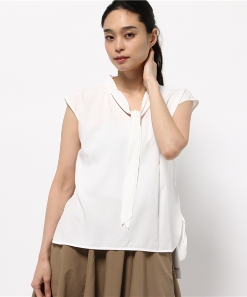 N.(N. Natural Beauty Basic)(エヌエヌナチュラルビューティーベーシック)の「リボンタイブラウス(シャツ/ブラウス・レディース・ネイビー/ホワイト/ピンク/ホワイト系その他・MEDIUM)」の1枚目の写真