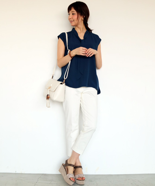 N.(N. Natural Beauty Basic)(エヌエヌナチュラルビューティーベーシック)の「リボンタイブラウス(シャツ/ブラウス・レディース・ネイビー/ホワイト/ピンク/ホワイト系その他・MEDIUM)」の18枚目の写真