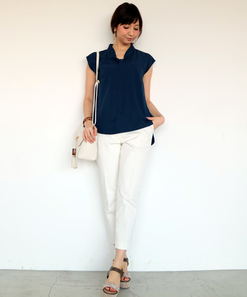 N.(N. Natural Beauty Basic)(エヌエヌナチュラルビューティーベーシック)の「リボンタイブラウス(シャツ/ブラウス・レディース・ネイビー/ホワイト/ピンク/ホワイト系その他・MEDIUM)」の17枚目の写真