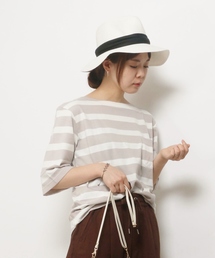 ikka | ポケ付き6分袖無地ボーダーTシャツ(Tシャツ/カットソー)