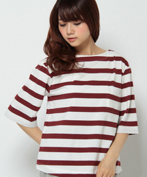 ikka | ポケ付き6分袖無地ボーダーTシャツ(Tシャツ/カットソー)