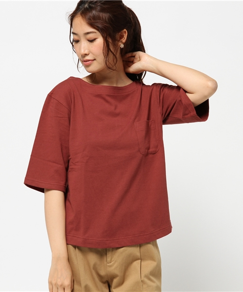 ikka（イッカ）の「ポケ付き6分袖無地ボーダーTシャツ（Tシャツ/カットソー・レディース・その他4/その他1/オフホワイト/その他/その他5/ボルドー・MEDIUM/LARGE）」の14枚目の写真