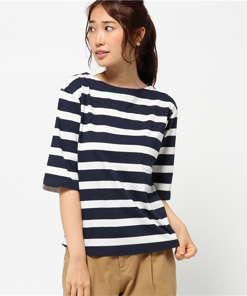 ikka（イッカ）の「ポケ付き6分袖無地ボーダーTシャツ（Tシャツ/カットソー・レディース・その他4/その他1/オフホワイト/その他/その他5/ボルドー・MEDIUM/LARGE）」の15枚目の写真