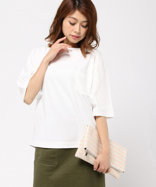 ikka（イッカ）の「ポケ付き6分袖無地ボーダーTシャツ（Tシャツ/カットソー・レディース・その他4/その他1/オフホワイト/その他/その他5/ボルドー・MEDIUM/LARGE）」の18枚目の写真