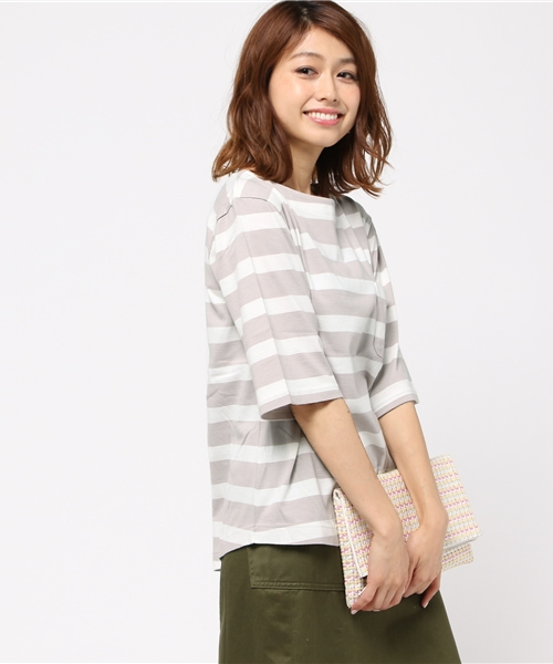 ikka（イッカ）の「ポケ付き6分袖無地ボーダーTシャツ（Tシャツ/カットソー・レディース・その他4/その他1/オフホワイト/その他/その他5/ボルドー・MEDIUM/LARGE）」の17枚目の写真