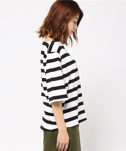 ikka（イッカ）の「ポケ付き6分袖無地ボーダーTシャツ（Tシャツ/カットソー・レディース・その他4/その他1/オフホワイト/その他/その他5/ボルドー・MEDIUM/LARGE）」の10枚目の写真