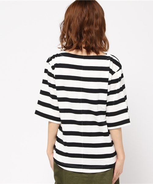 ikka（イッカ）の「ポケ付き6分袖無地ボーダーTシャツ（Tシャツ/カットソー・レディース・その他4/その他1/オフホワイト/その他/その他5/ボルドー・MEDIUM/LARGE）」の11枚目の写真