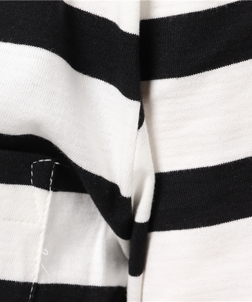 ikka（イッカ）の「ポケ付き6分袖無地ボーダーTシャツ（Tシャツ/カットソー・レディース・その他4/その他1/オフホワイト/その他/その他5/ボルドー・MEDIUM/LARGE）」の8枚目の写真