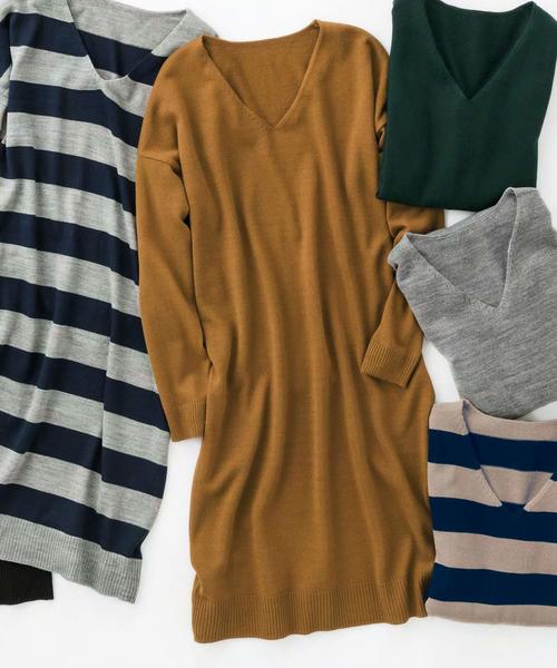 RANAN（ラナン）の「カシミヤタッチニットワンピース（ワンピース・レディース・ブラウン/グリーン系その他/ネイビー/ブラック/グレー系その他/チャコールグレー/グレー×ホワイト/グレー/ブラウン系その他/モカ/ブルー系その他/キャメル/ベージュ系その他/レッド系その他/ブルー系その他2/グレー系その他2/ラベンダー・LARGE/X-LARGE/XX-LARGE/MEDIUM）」の16枚目の写真