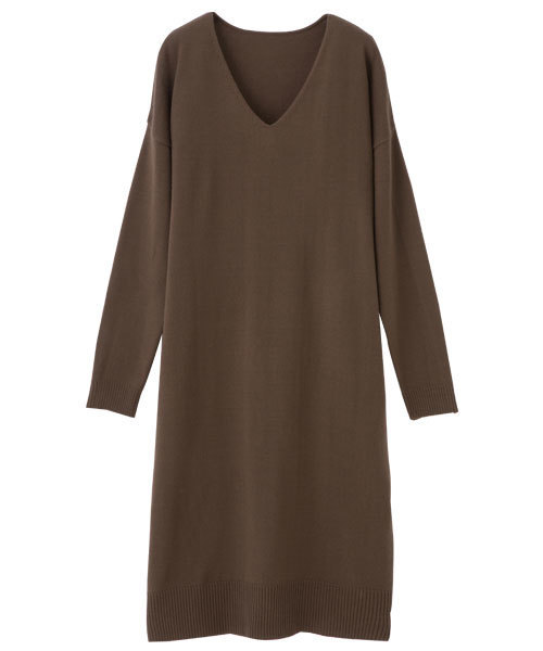 RANAN（ラナン）の「カシミヤタッチニットワンピース（ワンピース・レディース・ブラウン/グリーン系その他/ネイビー/ブラック/グレー系その他/チャコールグレー/グレー×ホワイト/グレー/ブラウン系その他/モカ/ブルー系その他/キャメル/ベージュ系その他/レッド系その他/ブルー系その他2/グレー系その他2/ラベンダー・LARGE/X-LARGE/XX-LARGE/MEDIUM）」の7枚目の写真