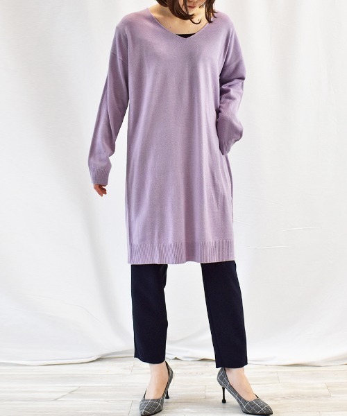 RANAN（ラナン）の「カシミヤタッチニットワンピース（ワンピース・レディース・ブラウン/グリーン系その他/ネイビー/ブラック/グレー系その他/チャコールグレー/グレー×ホワイト/グレー/ブラウン系その他/モカ/ブルー系その他/キャメル/ベージュ系その他/レッド系その他/ブルー系その他2/グレー系その他2/ラベンダー・LARGE/X-LARGE/XX-LARGE/MEDIUM）」の15枚目の写真