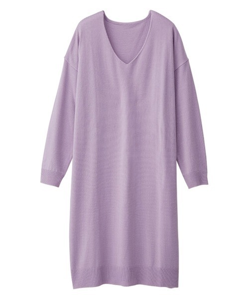 RANAN（ラナン）の「カシミヤタッチニットワンピース（ワンピース・レディース・ブラウン/グリーン系その他/ネイビー/ブラック/グレー系その他/チャコールグレー/グレー×ホワイト/グレー/ブラウン系その他/モカ/ブルー系その他/キャメル/ベージュ系その他/レッド系その他/ブルー系その他2/グレー系その他2/ラベンダー・LARGE/X-LARGE/XX-LARGE/MEDIUM）」の22枚目の写真