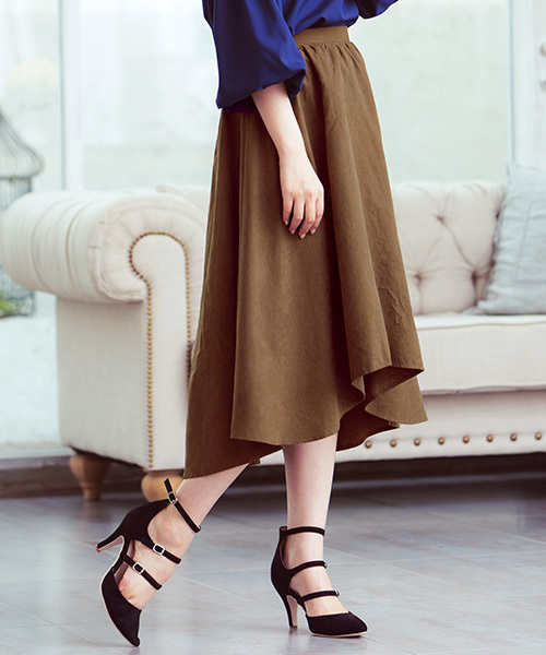 KOBE LETTUCE(コウベレタス)の「ピーチスキンイレギュラーヘムスカート(スカート・レディース・ネイビー/マスタード/ブラック/グレイッシュベージュ/カーキ/テラコッタ/キャメル/ボルドー/ピンク系その他/モスグリーン・FREE)」の8枚目の写真