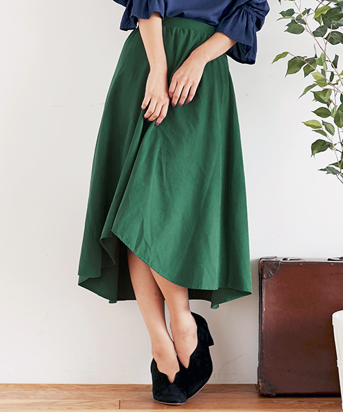 KOBE LETTUCE(コウベレタス)の「ピーチスキンイレギュラーヘムスカート(スカート・レディース・ネイビー/マスタード/ブラック/グレイッシュベージュ/カーキ/テラコッタ/キャメル/ボルドー/ピンク系その他/モスグリーン・FREE)」の1枚目の写真