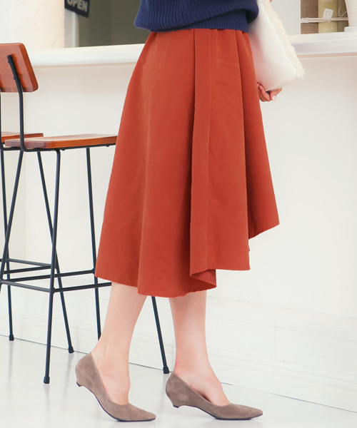 KOBE LETTUCE(コウベレタス)の「ピーチスキンイレギュラーヘムスカート(スカート・レディース・ネイビー/マスタード/ブラック/グレイッシュベージュ/カーキ/テラコッタ/キャメル/ボルドー/ピンク系その他/モスグリーン・FREE)」の3枚目の写真