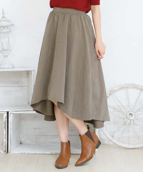 KOBE LETTUCE(コウベレタス)の「ピーチスキンイレギュラーヘムスカート(スカート・レディース・ネイビー/マスタード/ブラック/グレイッシュベージュ/カーキ/テラコッタ/キャメル/ボルドー/ピンク系その他/モスグリーン・FREE)」の20枚目の写真