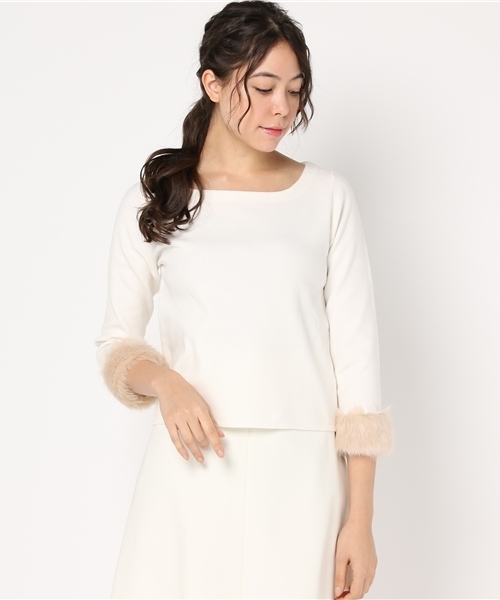 PROPORTION BODY DRESSING（プロポーションボディドレッシング）の「ファードッキングニット（ニット/セーター・レディース・ホワイト系その他/ピンク/グレー/ピンク系その他・3/2）」の2枚目の写真