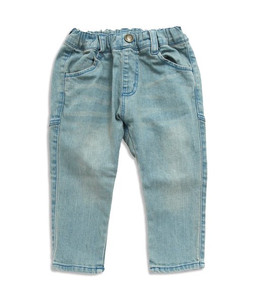 Seraph(セラフ)の「テーパードデニムパンツ(10分丈)(デニムパンツ・キッズ・サックスブルー/ネイビー/アイボリー・120/100/130/110/90/95/80/140)」の1枚目の写真