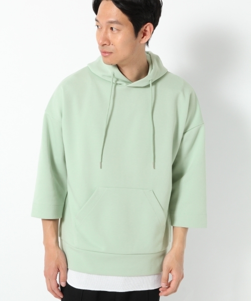 GLOBAL WORK（グローバルワーク）の「ポンチプルオーバーパーカー7分袖/757319 （パーカー・メンズ・イエロー/ライトピンク/グリーン・SMALL/MEDIUM/X-LARGE/LARGE）」の2枚目の写真