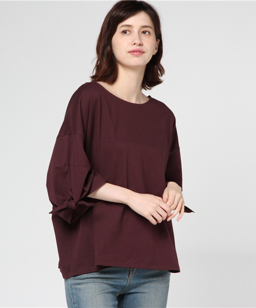 HELIOPOLE(エリオポール)の「袖コンシャスプルオーバー(Tシャツ/カットソー・レディース・ホワイト/キャメル/ブラック/ボルドー・38)」の4枚目の写真