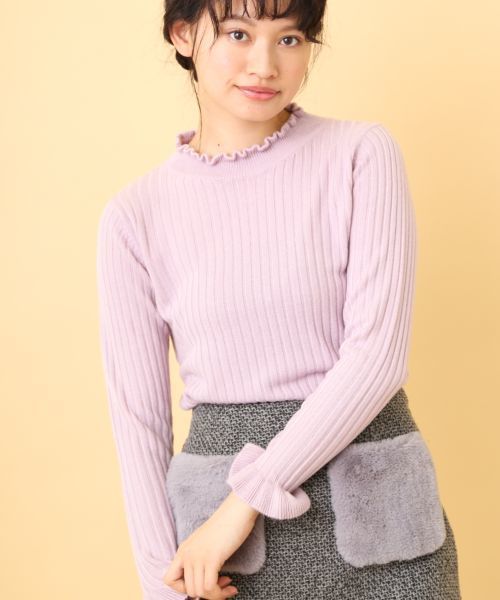 OLIVE des OLIVE（オリーブデオリーブ）の「ハイネックニットプルオーバー（ニット/セーター・レディース・ブラック/ブラウン/オフホワイト/グリーン/ラベンダー・FREE）」の5枚目の写真