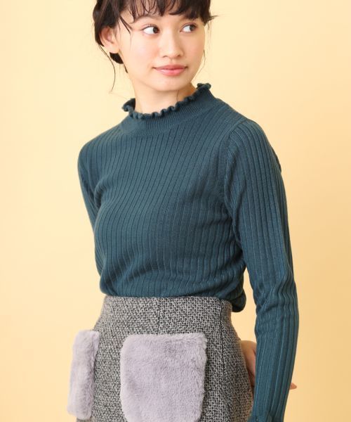 OLIVE des OLIVE（オリーブデオリーブ）の「ハイネックニットプルオーバー（ニット/セーター・レディース・ブラック/ブラウン/オフホワイト/グリーン/ラベンダー・FREE）」の4枚目の写真