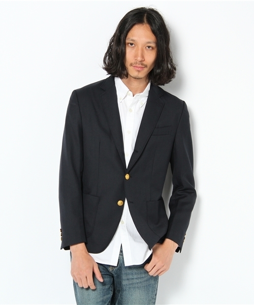 UNION STATION(ユニオンステーション)の「ウール混ジャケット(テーラードジャケット・メンズ・グレー/ネイビー・MEDIUM/LARGE/LL)」の2枚目の写真