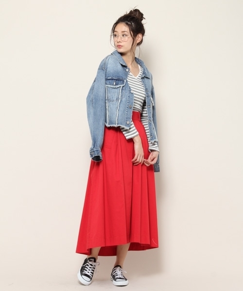 PAGEBOY（ページボーイ）の「チノマキシフレアスカート（スカート・レディース・ベージュ/レッド/オフホワイト/カーキ・FREE）」の17枚目の写真