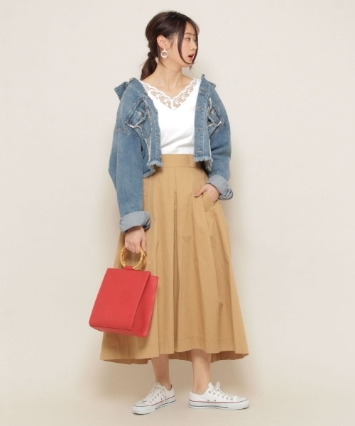 PAGEBOY（ページボーイ）の「チノマキシフレアスカート（スカート・レディース・ベージュ/レッド/オフホワイト/カーキ・FREE）」の21枚目の写真