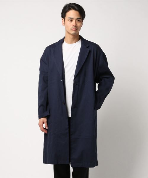 koe（コエ）の「綿ツイルドロップチェスターコート（チェスターコート・メンズ・ネイビー/ブラック/カーキ・M/L）」の3枚目の写真