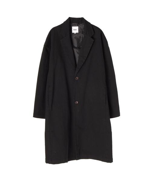 koe（コエ）の「綿ツイルドロップチェスターコート（チェスターコート・メンズ・ネイビー/ブラック/カーキ・M/L）」の4枚目の写真