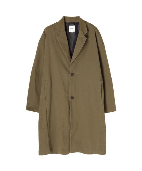 koe（コエ）の「綿ツイルドロップチェスターコート（チェスターコート・メンズ・ネイビー/ブラック/カーキ・M/L）」の5枚目の写真