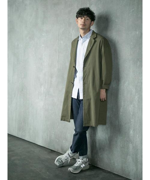 koe（コエ）の「綿ツイルドロップチェスターコート（チェスターコート・メンズ・ネイビー/ブラック/カーキ・M/L）」の7枚目の写真