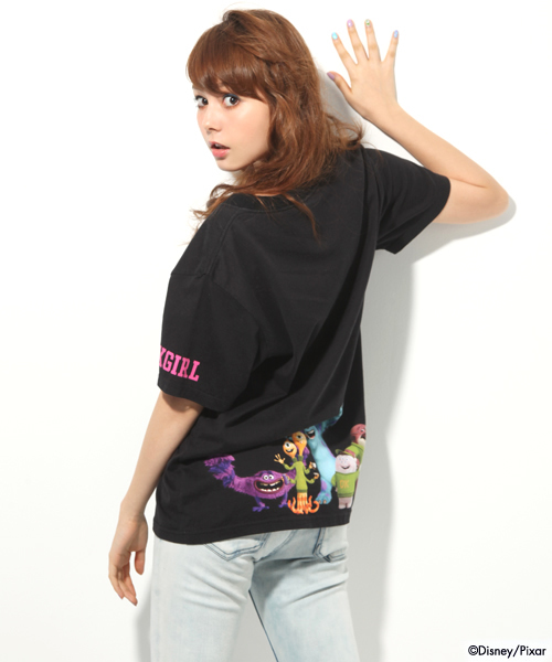 X-girl（エックスガール）の「Disney（ディズニー） / MU SCARE S/S BIG TEE（Tシャツ/カットソー・レディース・ホワイト/ブラック・ONE SIZE）」の5枚目の写真
