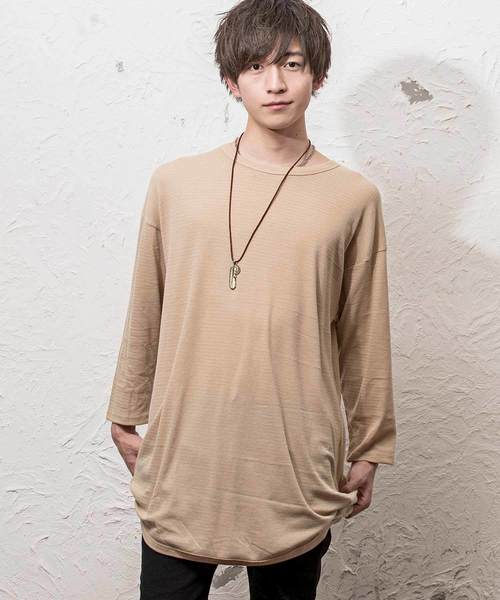 MinoriTY（マイノリティ）の「ワッフルオーバーサイズロングスリーブTシャツ（Tシャツ/カットソー・メンズ・ワイン/ライトグレー/ベージュ/ネイビー/ブラック・L/M）」の4枚目の写真