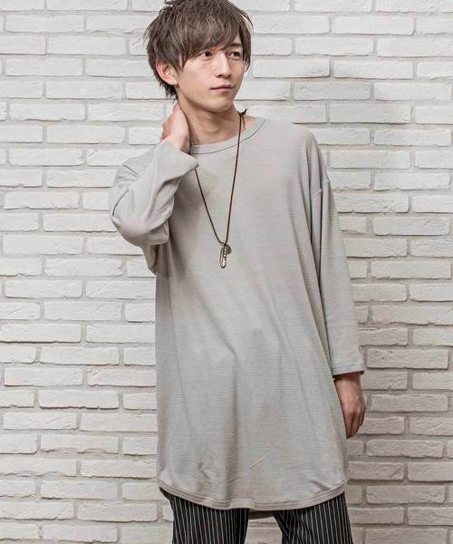 MinoriTY（マイノリティ）の「ワッフルオーバーサイズロングスリーブTシャツ（Tシャツ/カットソー・メンズ・ワイン/ライトグレー/ベージュ/ネイビー/ブラック・L/M）」の3枚目の写真