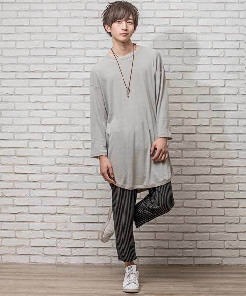 MinoriTY（マイノリティ）の「ワッフルオーバーサイズロングスリーブTシャツ（Tシャツ/カットソー・メンズ・ワイン/ライトグレー/ベージュ/ネイビー/ブラック・L/M）」の15枚目の写真