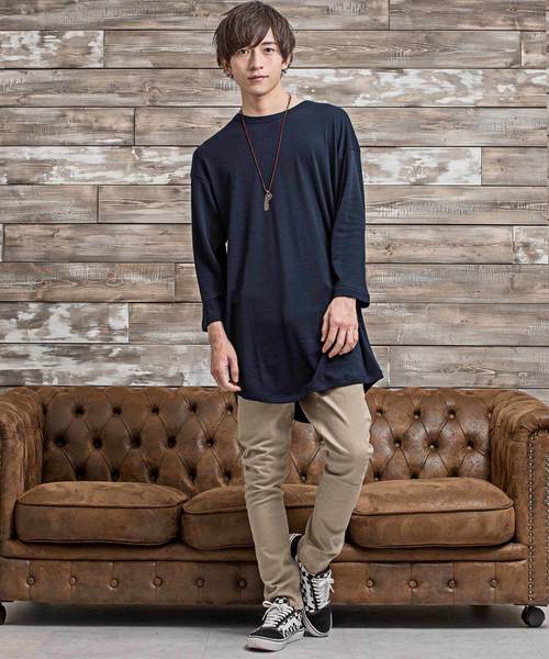 MinoriTY（マイノリティ）の「ワッフルオーバーサイズロングスリーブTシャツ（Tシャツ/カットソー・メンズ・ワイン/ライトグレー/ベージュ/ネイビー/ブラック・L/M）」の17枚目の写真