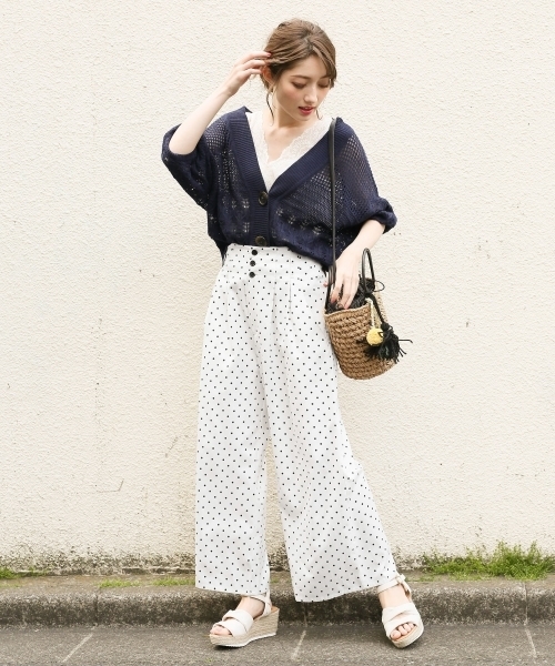 Heather(ヘザー)の「サスツキDOTワイドパンツ2 798022(その他パンツ・レディース・ホワイト/ブラック/ネイビー/オレンジ系その他・M/S)」の17枚目の写真