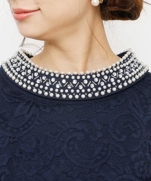 PourVous（プールヴー）の「結婚式 ワンピースドレス半端袖と ミニ丈 スカラップ レース 大きいサイズ フォーマル オケージョンドレス お呼ばれ 二次会 成人式 （ドレス・レディース・ネイビー/ブラック・L/M/S/XXL/XL）」の21枚目の写真
