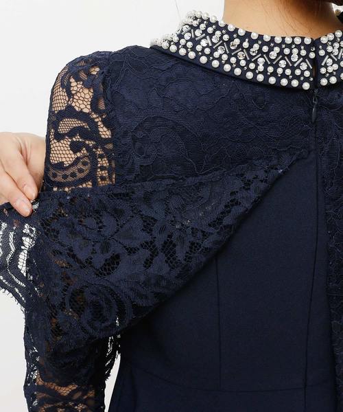 PourVous（プールヴー）の「結婚式 ワンピースドレス半端袖と ミニ丈 スカラップ レース 大きいサイズ フォーマル オケージョンドレス お呼ばれ 二次会 成人式 （ドレス・レディース・ネイビー/ブラック・L/M/S/XXL/XL）」の22枚目の写真