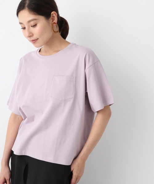 LEPSIM（レプシィム）の「USA/コットンポケツキビッグTシャツ　799469（Tシャツ/カットソー・レディース・オフホワイト/ホワイト×ブラック/ブラック/パープル/ブラウン・FREE）」の5枚目の写真